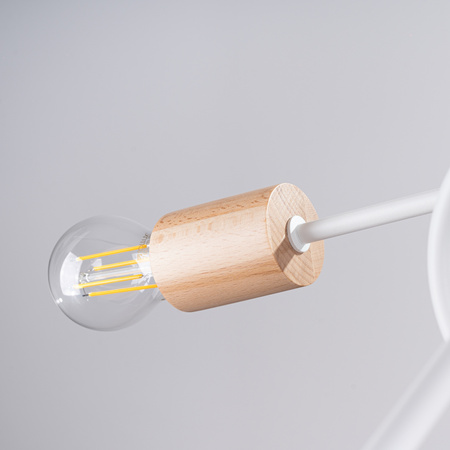 Lampa Sufitowa Żyrandol Pająk Wisząca 5x E27 Naturalne Drewno Biała Ember Peach Puff SL.1475 Sollux