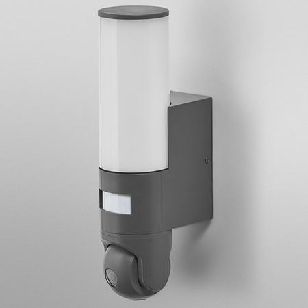 Inteligentna Lampa Zewnętrzna LED z Kamerą 16W 900lm 3000K Ciepła Czujnik Ruchu Światła Regulacja Głośnik Alarm Ściemnialna IP44 Szary SMART+ WiFi Camera Ledvance