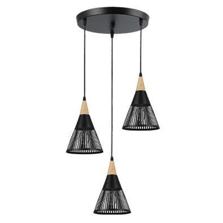 Lampa Sufitowa Oprawa Wisząca 3x E27 Okrągła Czarna Brązowa Hira Masterled