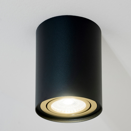 Oprawa Natynkowa HALOGENOWA Spot Tuba Ruchoma GU10 Okrągła Czarno-Złota 84mm AMAT-M LUMILED