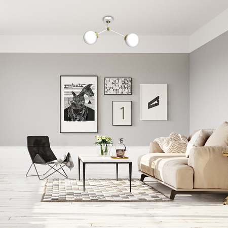 Lampa Sufitowa JOY Biała Złota 2xE14 Milagro