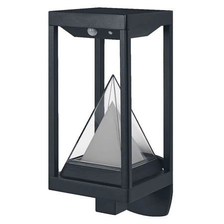 Lampa Solarna Zewnętrzna Inteligentny Kinkiet Elewacyjny 6W 400lm 3000K Ciepła RGB+W Ściemnialna IP44 Czarny SMART+ Bluetooth Alps Ledvance