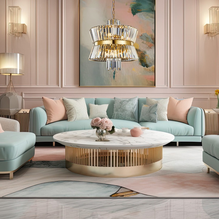 Lampa Sufitowa Żyrandol AURELIA Złota 12xE14 Milagro