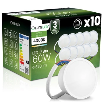 10x Wkład do Opraw LED Żarówka Moduł INSERT Reflektor 7W = 60W 670lm 4000K Neutralna 120° Ściemnialna LUMILED
