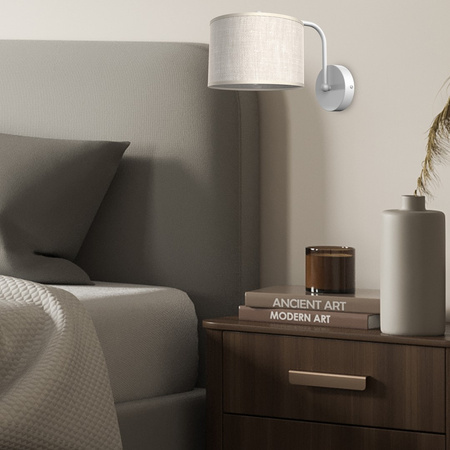 Lampa Ścienna Kinkiet LINO Biała Lniana 1xE27 Milagro