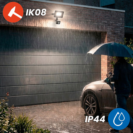 Naświetlacz LED ZONER 20W 1800LM 4000K IP44 Czarny Czujnik Ruchu LUMILED