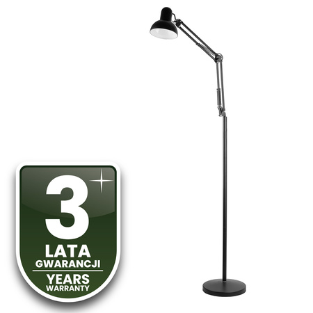 Lampa Stojąca Podłogowa Stołowa LED E27 Czarna z Regulacją Wysokości Belsa Lumiled