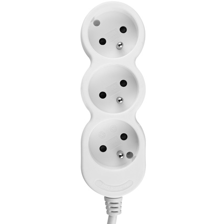 Przedłużacz Sieciowy Kabel z Uziemieniem Listwa Zasilająca 3 Gniazda 3m Biały Sznur Lendo Lumiled