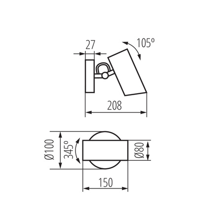 Oprawa ścienno-sufitowa AGZAR EL E14 Czarna KANLUX