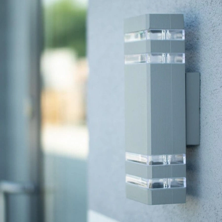 Kinkiet ogrodowy elewacyjny podwójny góra dół INEZ DUO LED 2x GU10 ALUMINIUM srebrny IP54