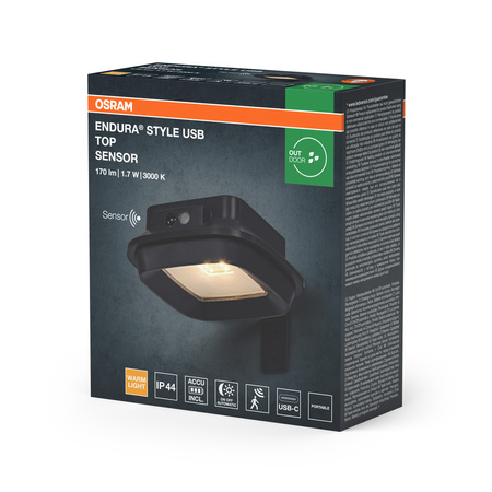 Kinkiet Ogrodowy Lampa Elewacyjna Zewnętrzna LED z Czujnikiem Ruchu i Zmierzchu 1.7W 120lm 3000K Ciepła Szary IP44 Endura Osram