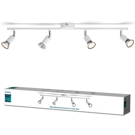 Lampa Sufitowa Reflektor 4x GU10 Biała Limbali Philips