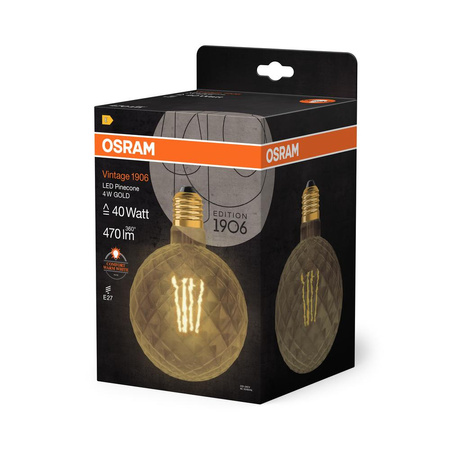 Żarówka LED Dekoracyjna Kula E27 4W = 40W 470lm 2400K Ciepła 300° Vintage 1906 Osram