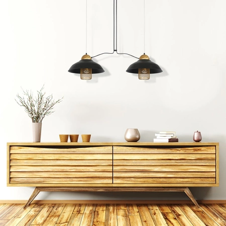 Lampa wisząca czarna w stylu loft MiLAGRO 2xE27 BJORN
