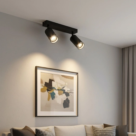 Oprawa Ścienno-Sufitowa Reflektor Punktowy 2x GU10 Czarna PARIS Sanico Goldlux