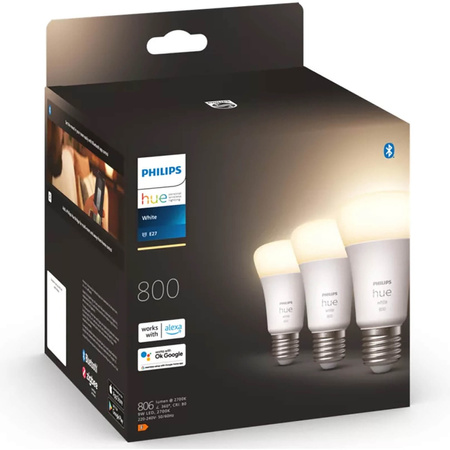 3PAK Żarówka LED E27 A60 9W 2700K Ciepła PHILIPS HUE White Bluetooth Zigbee