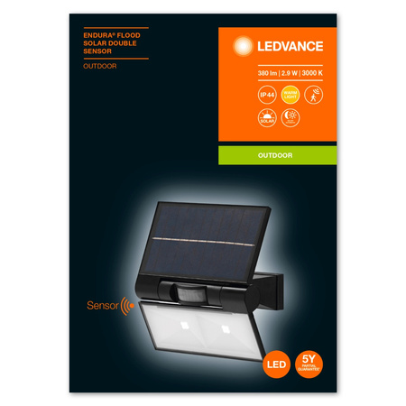 Lampa Solarna Ogrodowa Zewnętrzna Kinkiet Elewacyjny LED 2.9W 380lm 3000K IP44 Szary Z Czujnikiem Ruchu Endura Ledvance