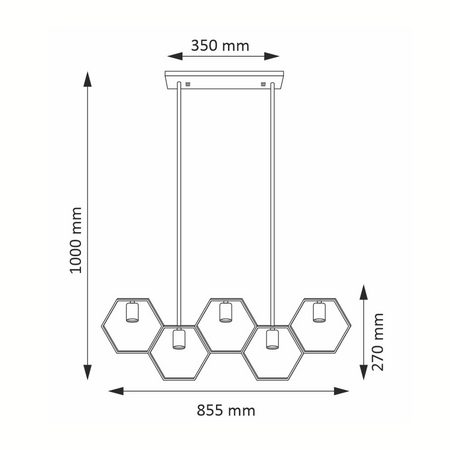 Lampa Sufitowa Wisząca Dekoracyjna 5x E27 Czarna Złota Honey Sanico Goldlux