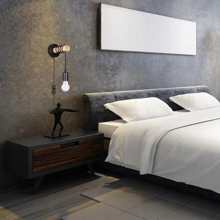 Lampa Ścienna Wisząca Kinkiet Spot E27 Czarny Brązowy z Włącznikiem Eos Masterled