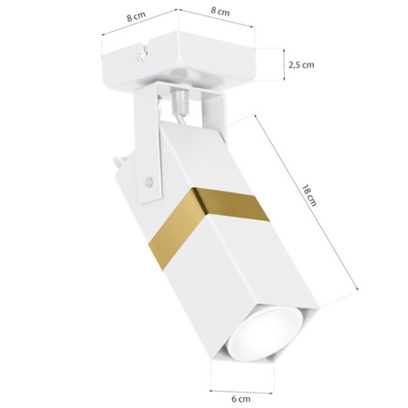 Lampa sufitowa ścienna Kinkiet 1x GU10 Spot Loft Biały + Złoty VIDAR Milagro
