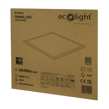 Panel LED 60x60 Kaseton Wpuszczany Podtynkowy 40W 3600lm 3000K Ciepła Biały Ecolight