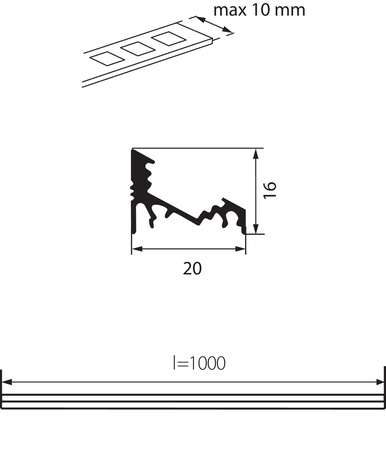 Profil Aluminiowy Narożny Natynkowy do Taśmy LED Anodowany 1m PROFILO Kanlux 10szt.