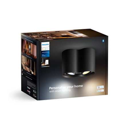 Lampa Sufitowa LED Oprawa Natynkowa TUBA SPOT 8.2W 800lm IP20 White Ambiance TW Czarna Inteligentna SMART Zigbee Bluetooth + Regulator Pilot Pillar Philips HUE