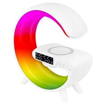 Lampka Biurkowa Stołowa LED 3W 420lm RGB Akumulatorowa Gamingowa Ładowarka Indukcyjna Głośnik BlueTooth Włącznik On/Off Biała Masterled