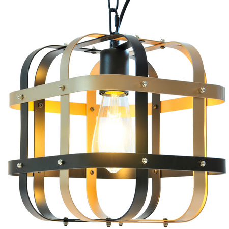 LAMPA Wisząca SUFITOWA KLATKA E27 Czarno-złota GOLDLUX (Polux)