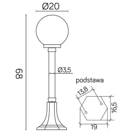 Lampa Ogrodowa Zewnętrzna Stojąca SŁUPEK KULE CLASSIC K 5002/3/KP 200 E27 68cm Su-Ma