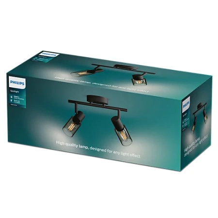 Lampa Sufitowa Reflektor 2x E14 Czarna Palms Philips