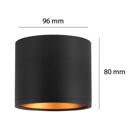 Oprawa Natynkowa LED GOLDA Halogenowa Sufitowa GX53 Tuba Okrągła Czarno - Złota