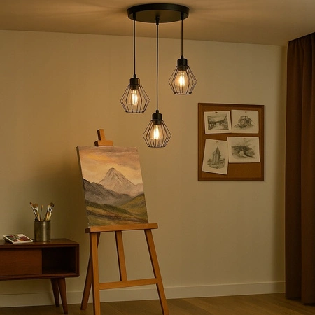 Lampa Sufitowa Oprawa Wisząca 3x E27 Czarna Otto Masterled