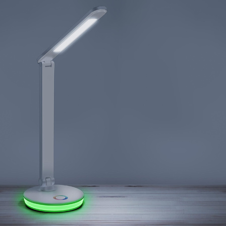Lampka Biurkowa LED Stołowa 7W 450lm 4000K Neutralna RGB 120° Biała Ściemnialna Neptun Sanico Goldlux