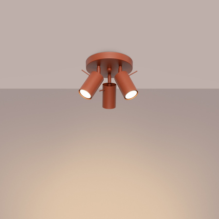 Lampa Sufitowa Plafon Tuba Spot 3x GU10 Ochra Czerwona Ring Bittersweet Shimmer SL.1509 Sollux