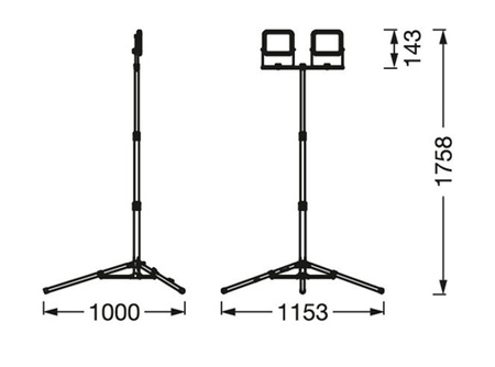 Reflektor Naświetlacz Lampa LED Na Statywie 2x10W 2000lm 6500K Halogen Roboczy Przenośny Worklights LEDVANCE