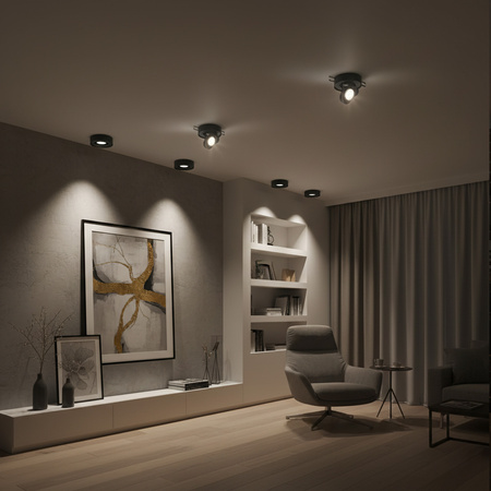 Oprawa Sufitowa Podtynkowa MR16 GAJA Tuba Spot Okrągła Ruchoma Czarna GOLDLUX