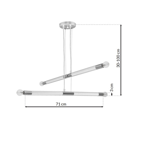 Lampa wisząca BASTONE 4xE14 Prosta Forma Minimalistyczna Biała Chrom MLP6567 Milagro Metal