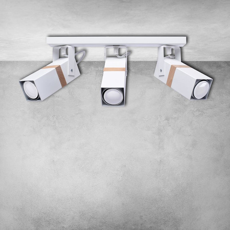 Lampa sufitowa w stylu skandynawskim loft biała MiLAGRO VIDAR 3x GU10 Metal + drewno