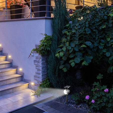 Lampa Ogrodowa LED Solarna Wbijana Reflektor 0,4W IP44 Czujnik Zmierzchu Barwa Zimna