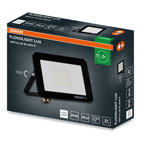 Naświetlacz LED Halogen Zewnętrzny Reflektor 20W 4000K 1800lm IP65 FLOODLIGHT LUX OSRAM