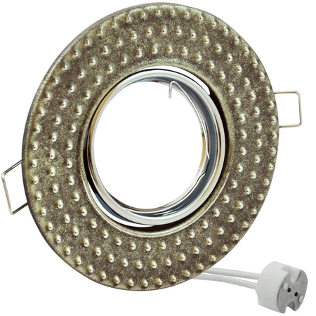 Oprawa sufitowa podtynkowa metalowa Fobos 7807 GOLDLUX (Polux) okrągła srebrna + gniazdo MR16