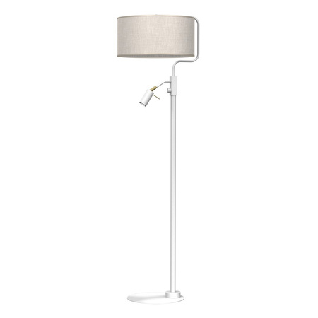 Lampa Podłogowa Stojąca LINO Biała Lniana 1xE27 + 1x mini GU10 Milagro