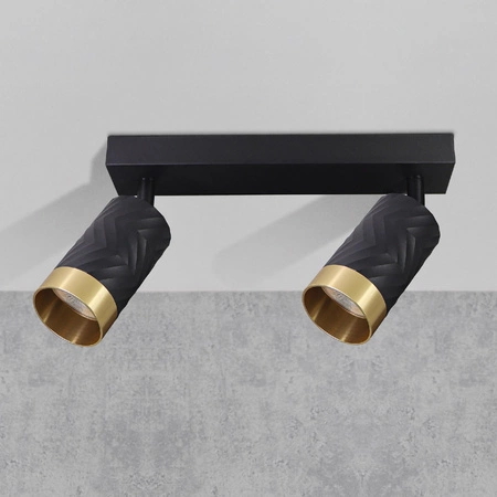 Oprawa Ścienno-Sufitowa Reflektor Punktowy 2x GU10 Czarna Złota ARRAS Sanico Goldlux