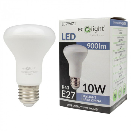 Żarówka LED Reflektor R63 E27 10W 900lm 6500K Zimna Ecolight