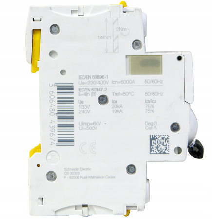 Wyłącznik Nadprądowy B10A Bezpiecznik 1P Schneider