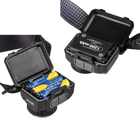 Latarka Czołowa LED XPG3 + COB Zoom Hybrydowe Zasilanie Sensor Ruchu VA0098 Vayox