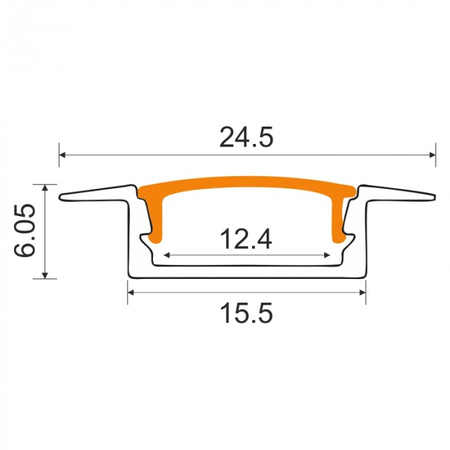 Profil Aluminiowy LED Wpuszczany Podtynkowy Biały 1m z Kloszem Mroźny do Taśm LED + Zaślepki seria P Ecolight