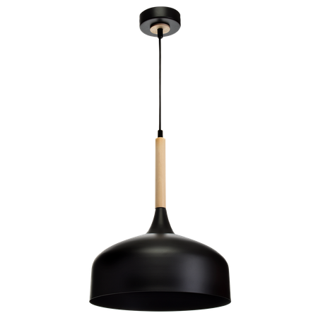 Lampa wisząca TAYLOR 1xE27 Klasyczny Klosz Czarna MLP6218 Milagro Metal + Drewno
