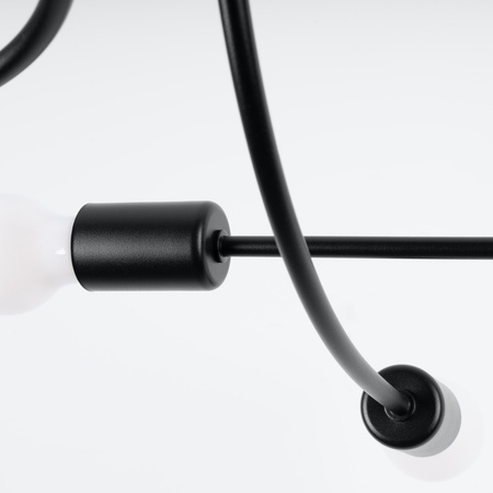 Lampa Sufitowa Oprawa Natynkowa Wisząca Zwis 6x E27 Żyrandol Nieregularna Czarna Industrialna Levar Sollux